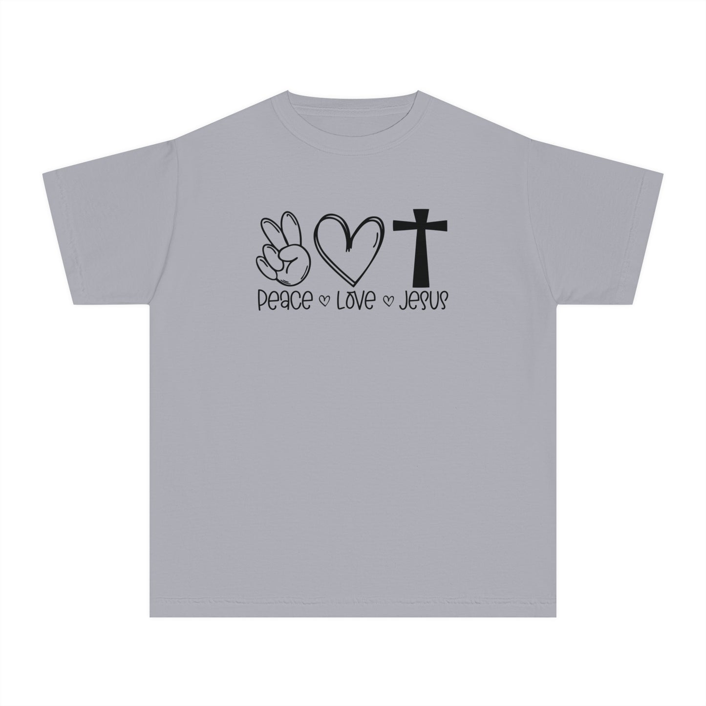 Peace Love Jesus Comfort Colors Youth Christian Tee