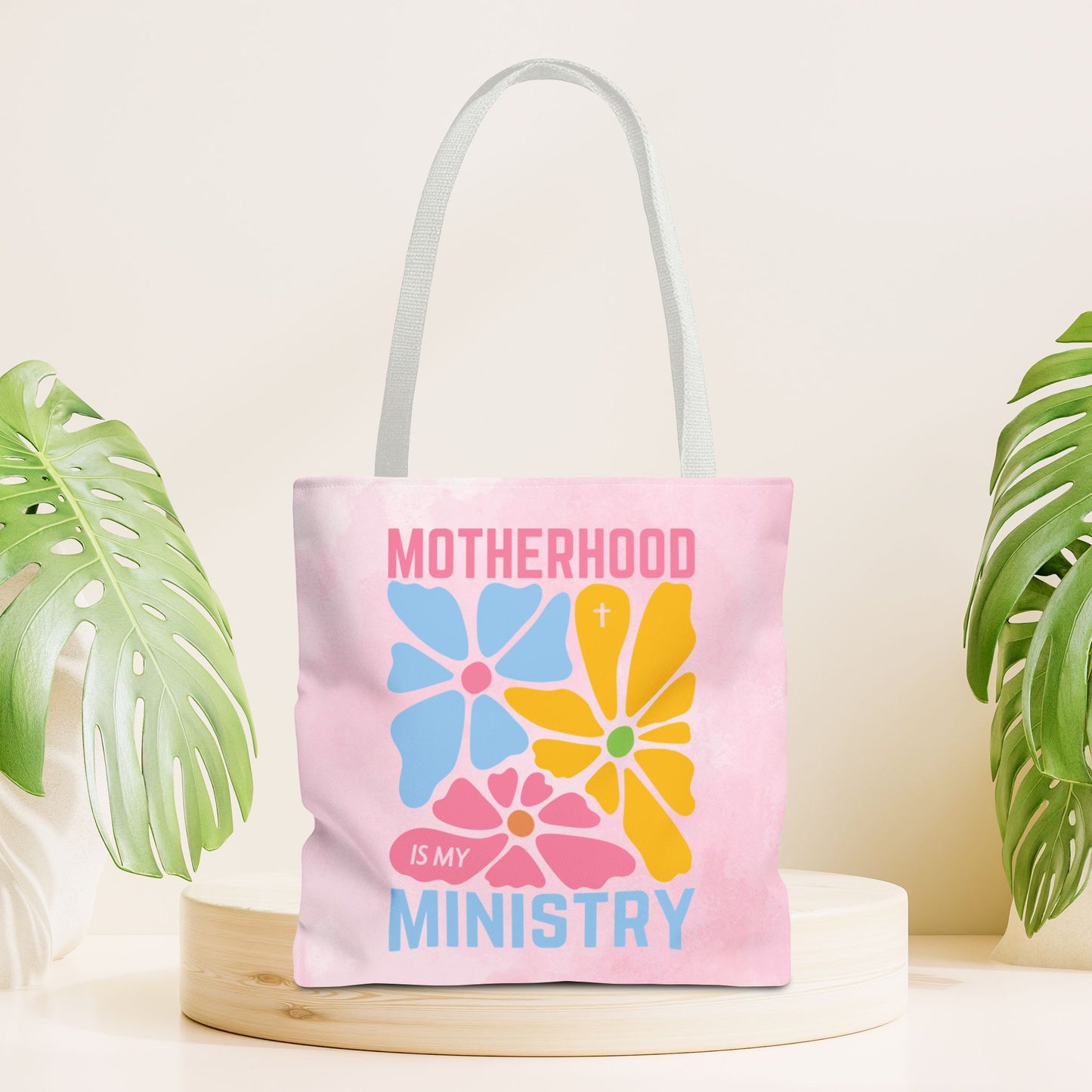 Motherhood Is My Ministry Christian Tote Bag - 16"