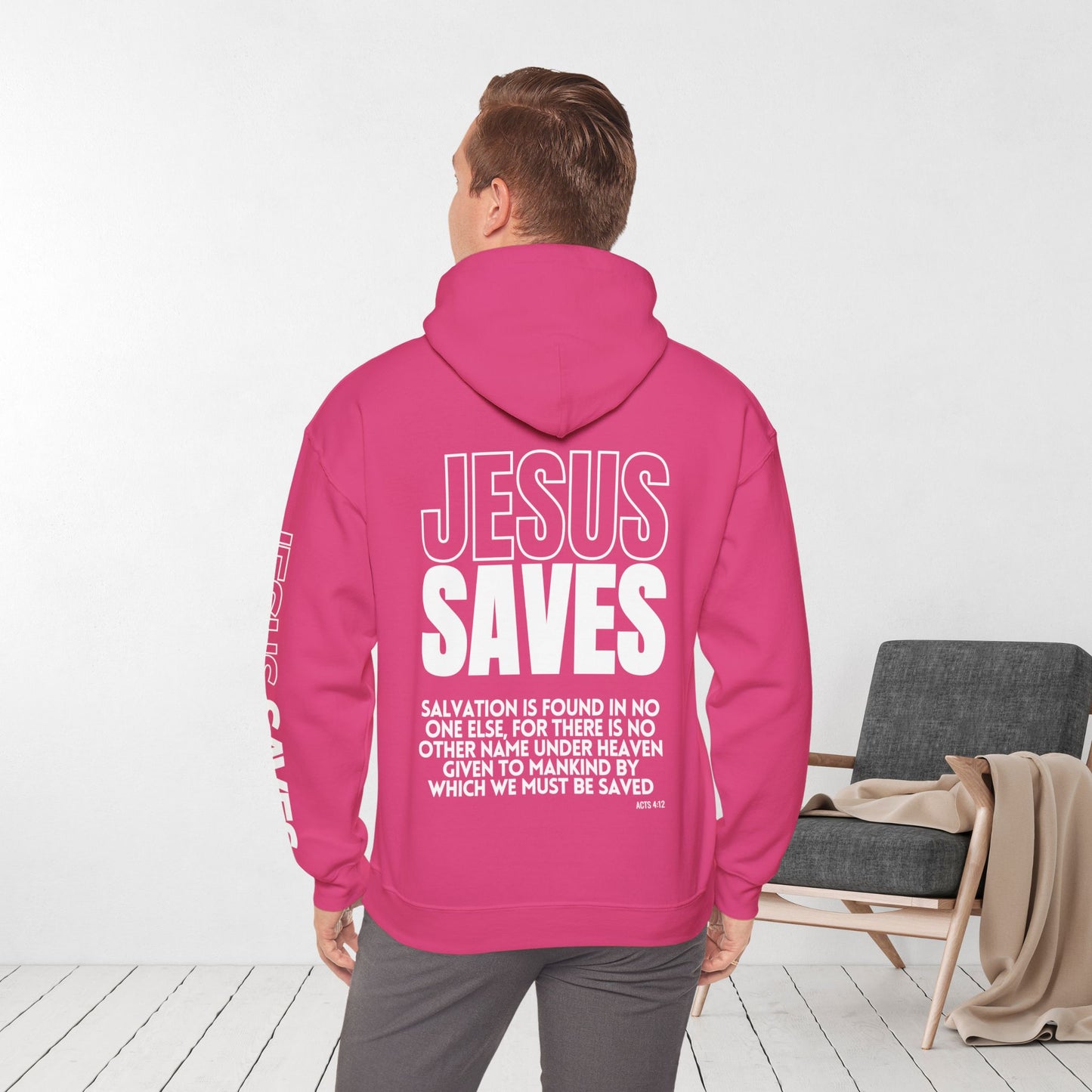 Jesus Saves Hoodie - Acts 4:12 Bible Verse Christian Hoodie