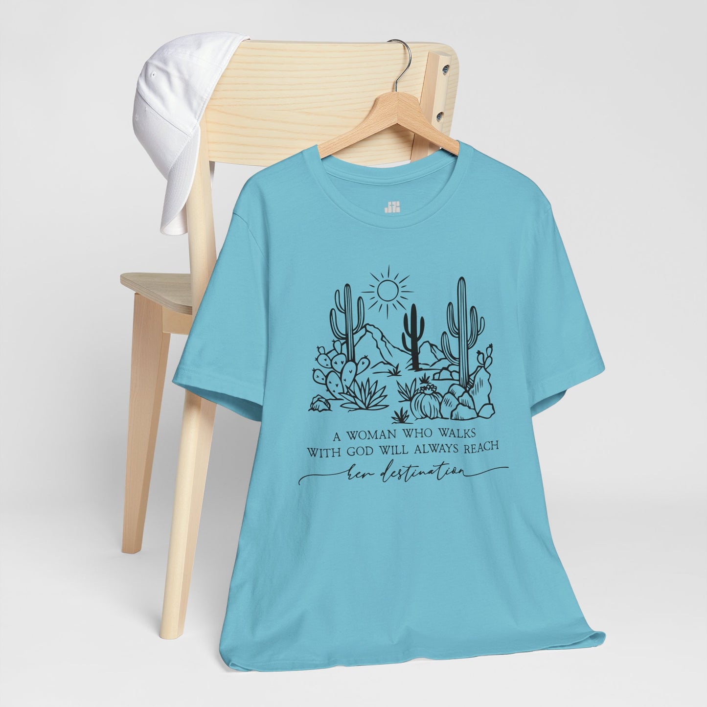 A Woman Who Walks With God Will Always Reach Her Destination Soft Cotton Tee - Christian T-shirt