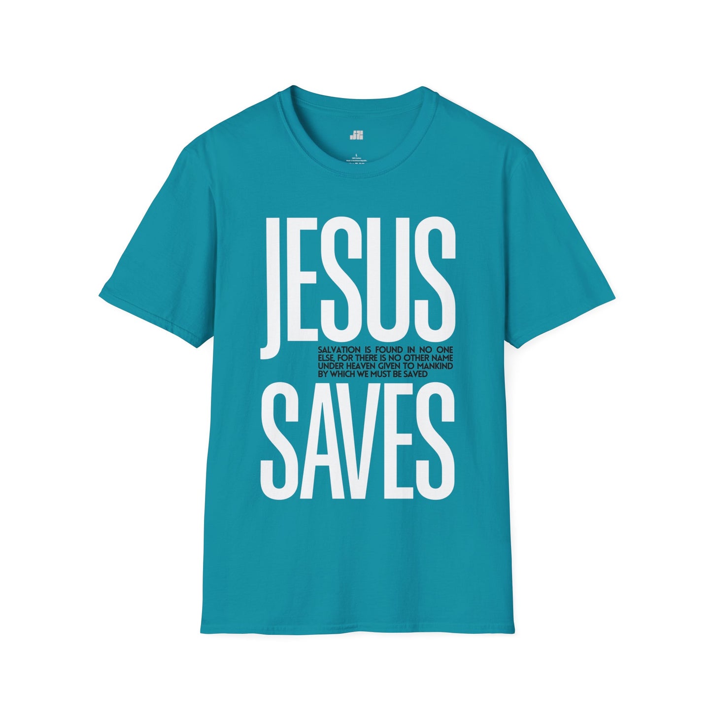 Trendy Jesus Saves Softstyle T-shirt - Acts 4:12 Bible Verse Christian T-shirt