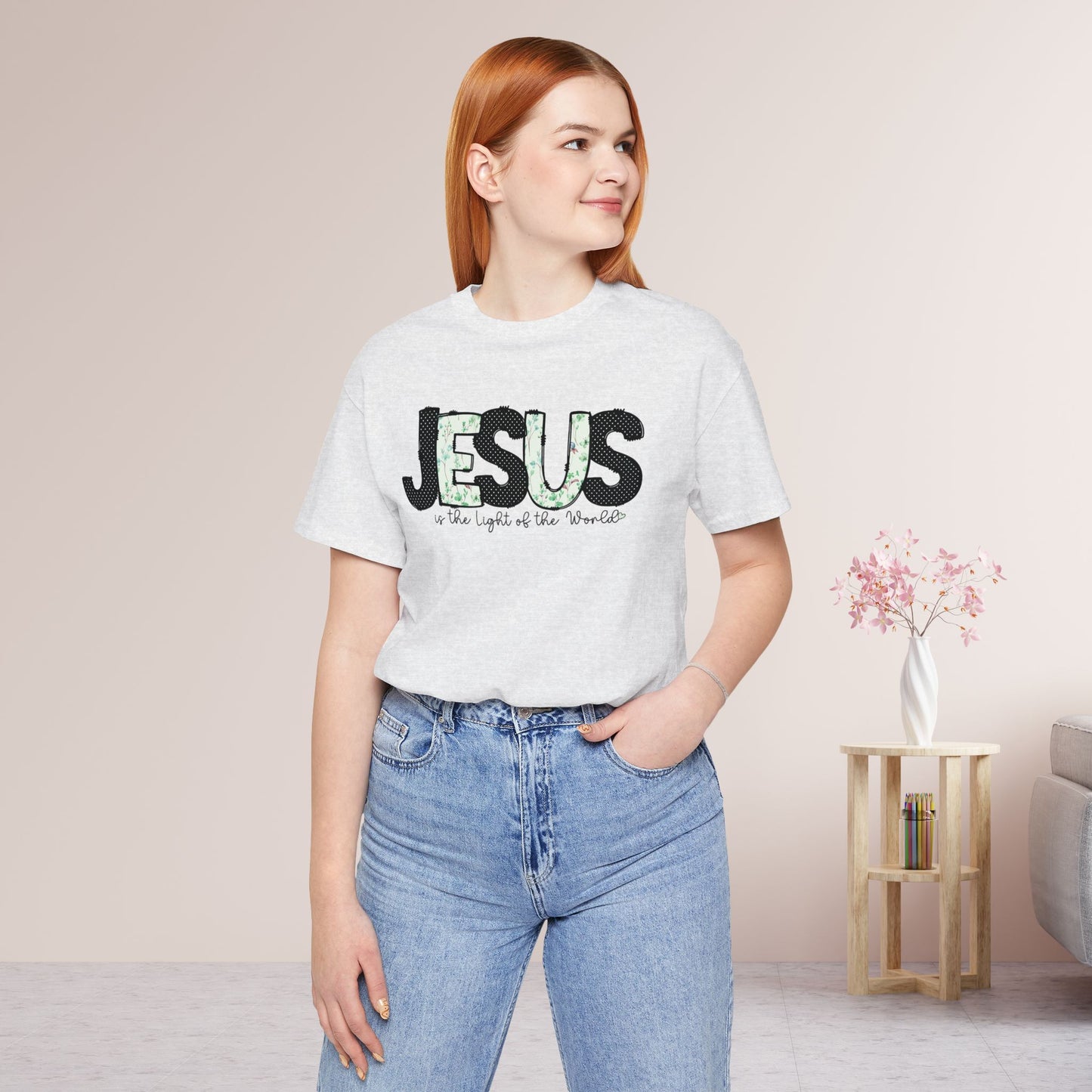 Jesus is the Light of the World Soft Cotton Tee - Christian Shirt