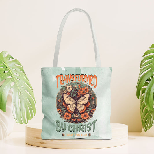 Transformed by Christ Romans 12:2 Tote Bag - Christian Tote Bag - 16"