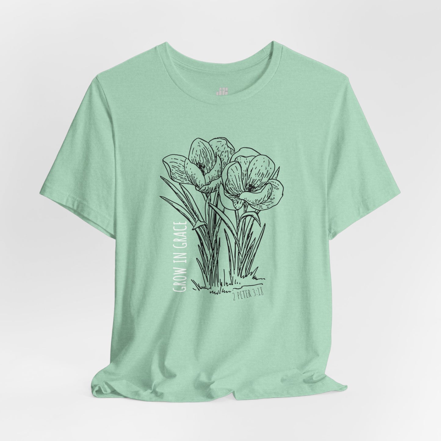 Spring Grow in Grace Soft Cotton Tee - Bible Verse T-shirt