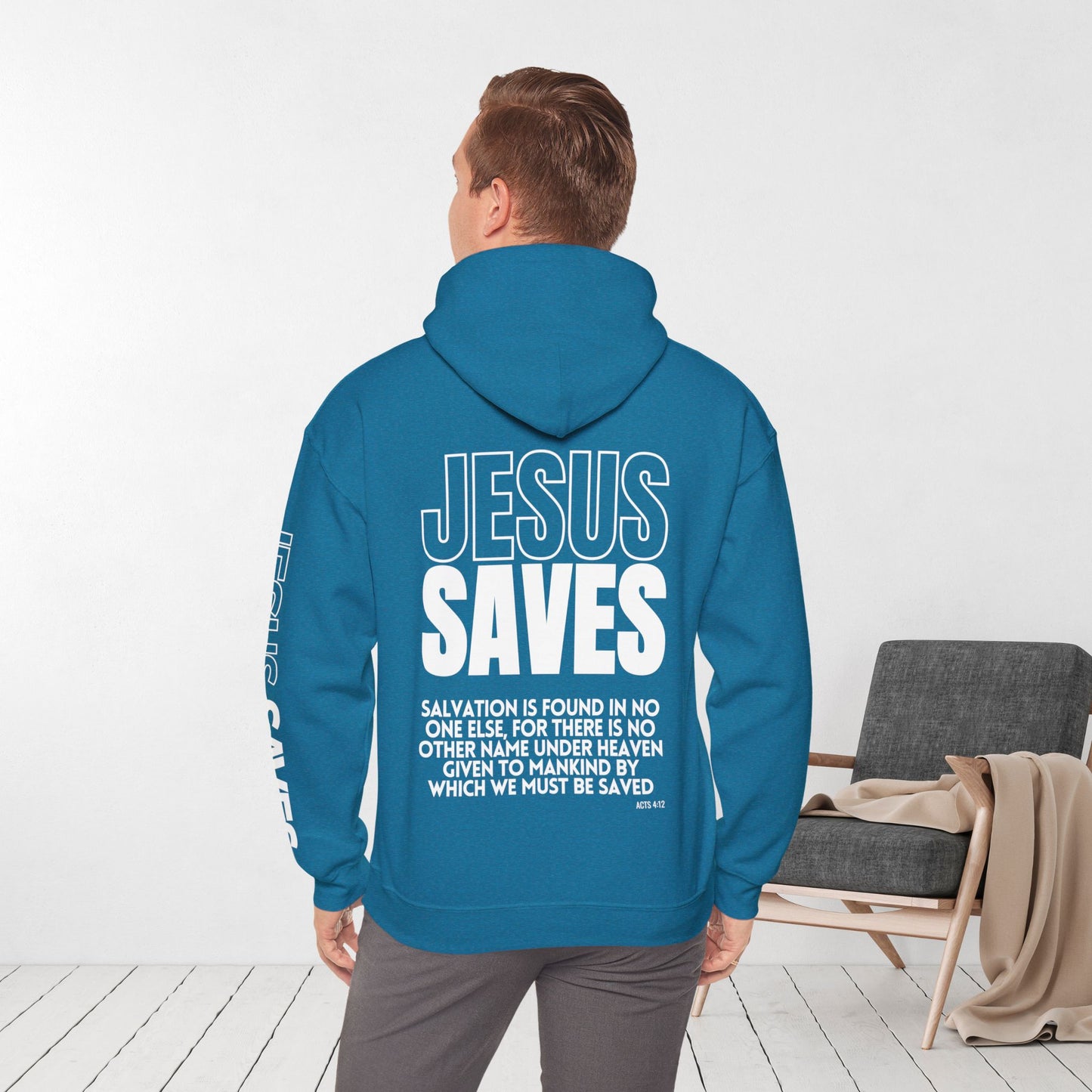 Jesus Saves Hoodie - Acts 4:12 Bible Verse Christian Hoodie