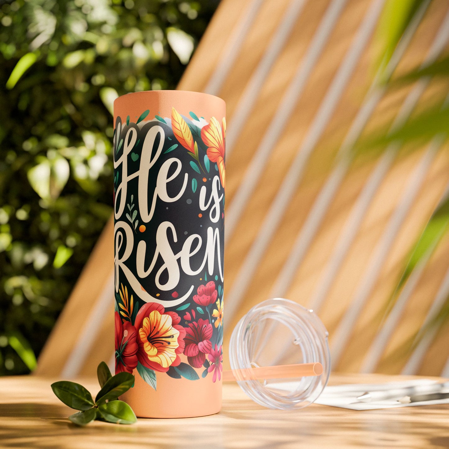 He is Risen Skinny Tumbler with Straw - 20oz