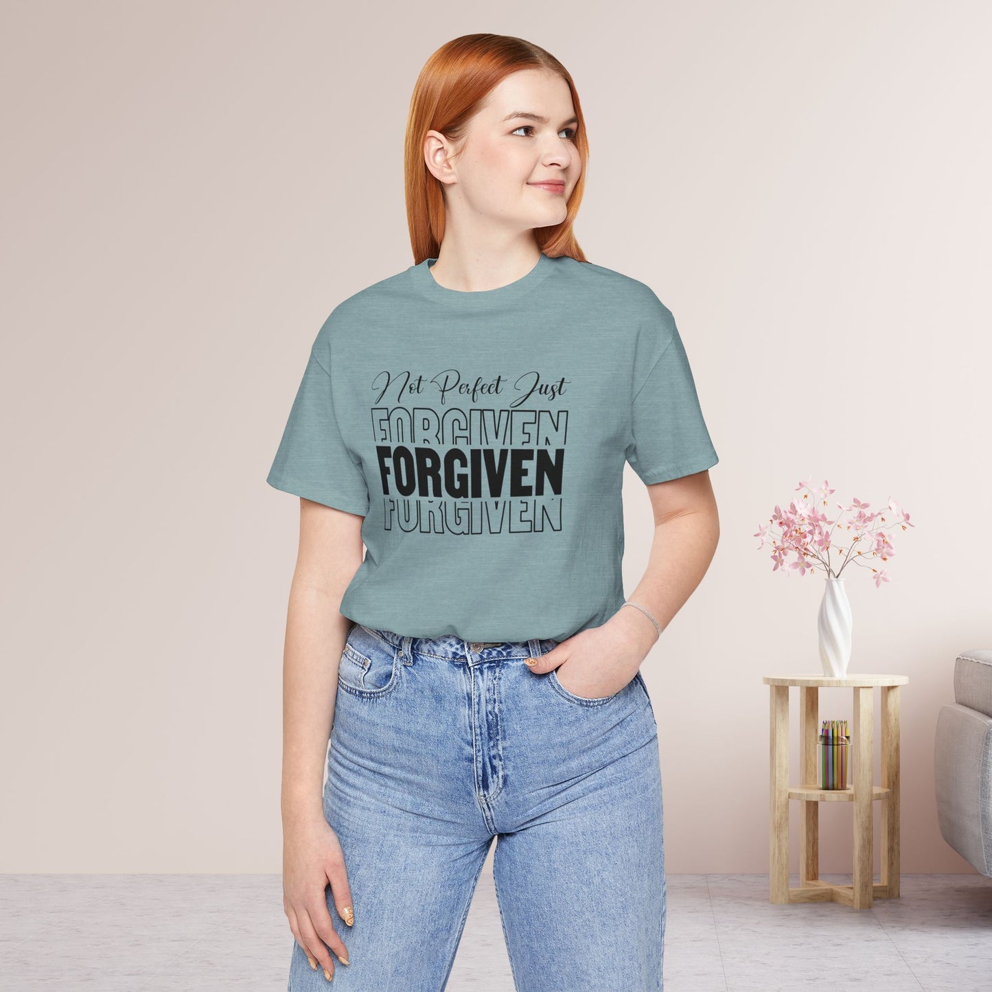 Not Perfect Just Forgiven Christian Soft Cotton Tee