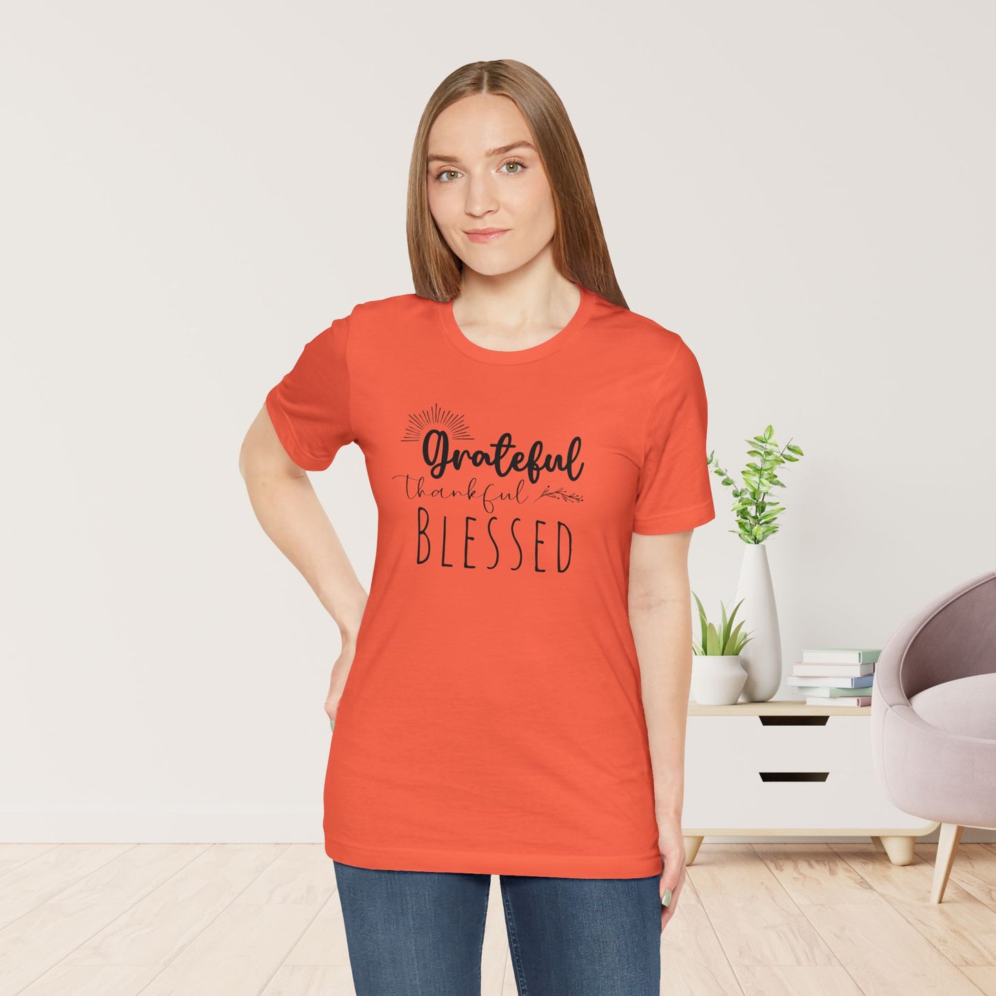 Grateful Thankful Blessed Soft Cotton Tee - Christian T-shirt