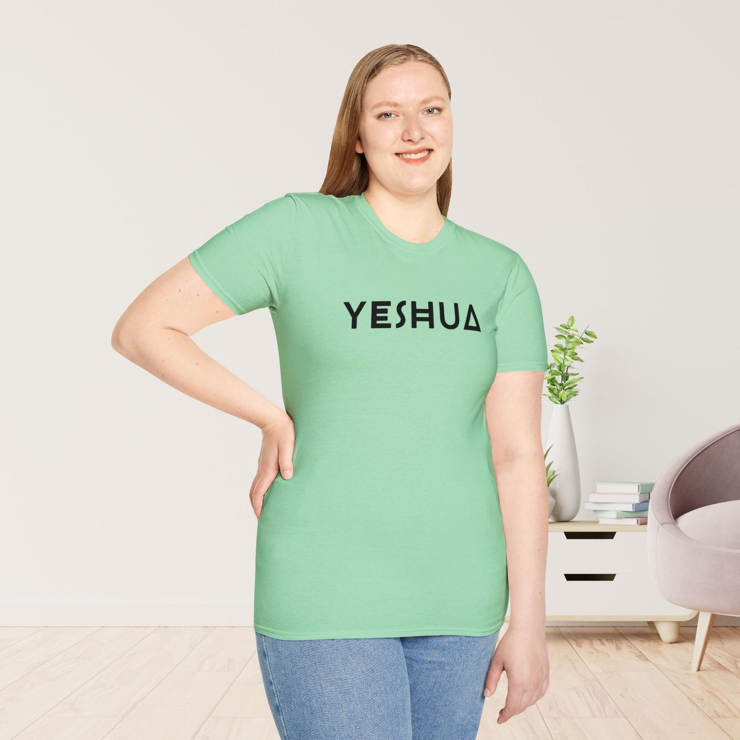 Unisex YESHUA Softstyle T-shirt -  Minimalist Christian Shirt