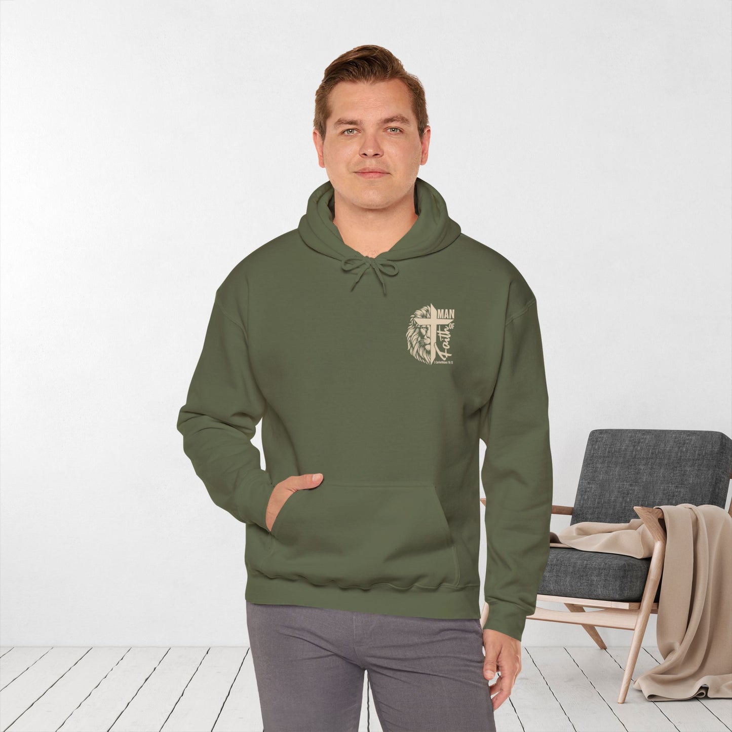 Man of Faith Christian Bible Verse Hoodie - Men's Hoodie