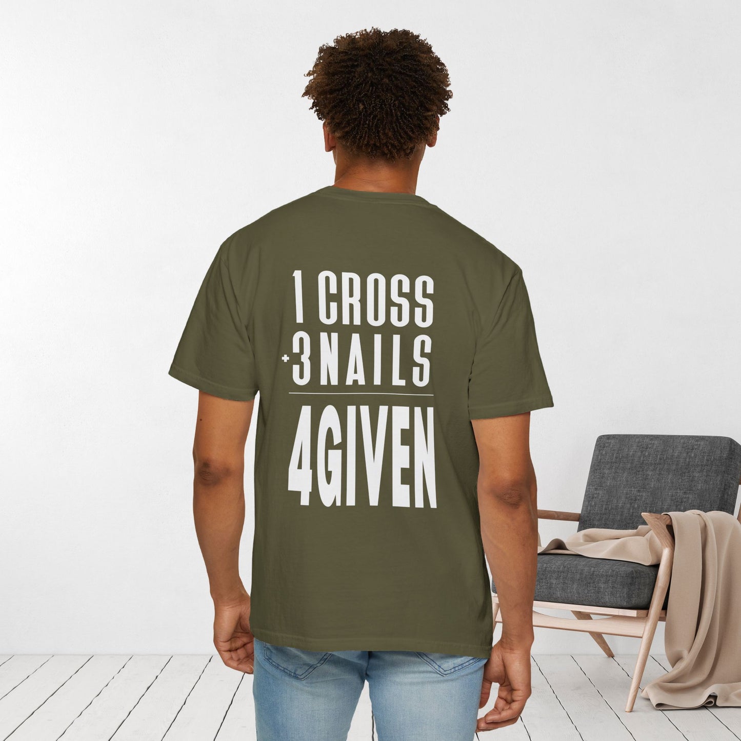 1 Cross 3 Nails 4Given Comfort Colors Christian Tee