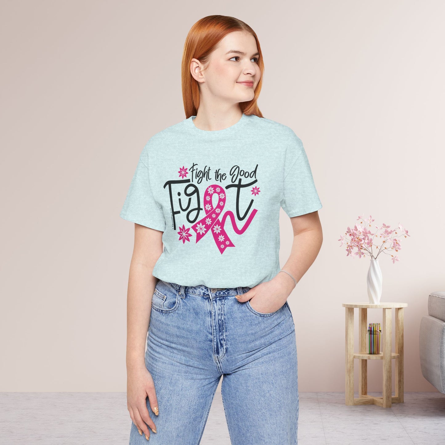 Fight The Good Fight Soft Cotton Tee - Christian Cancer Awareness Shirt