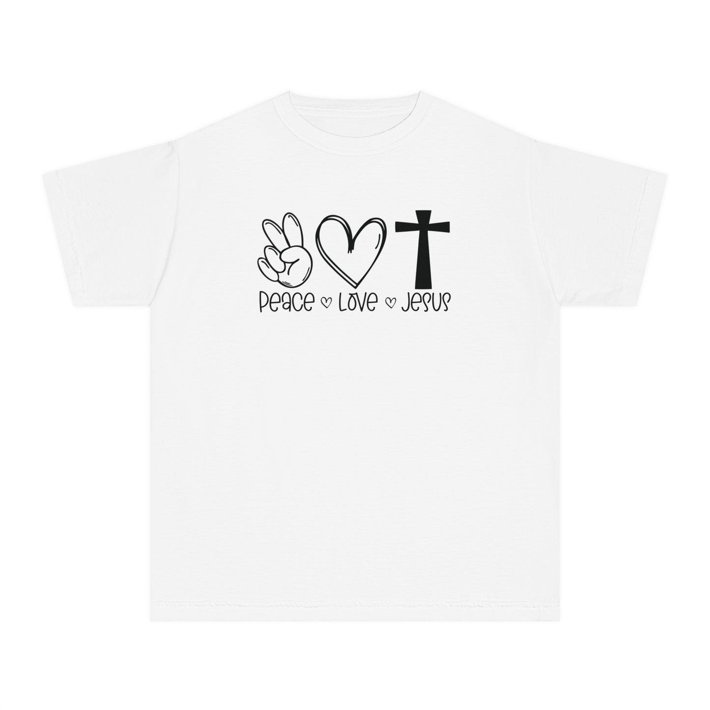 Peace Love Jesus Comfort Colors Youth Christian Tee