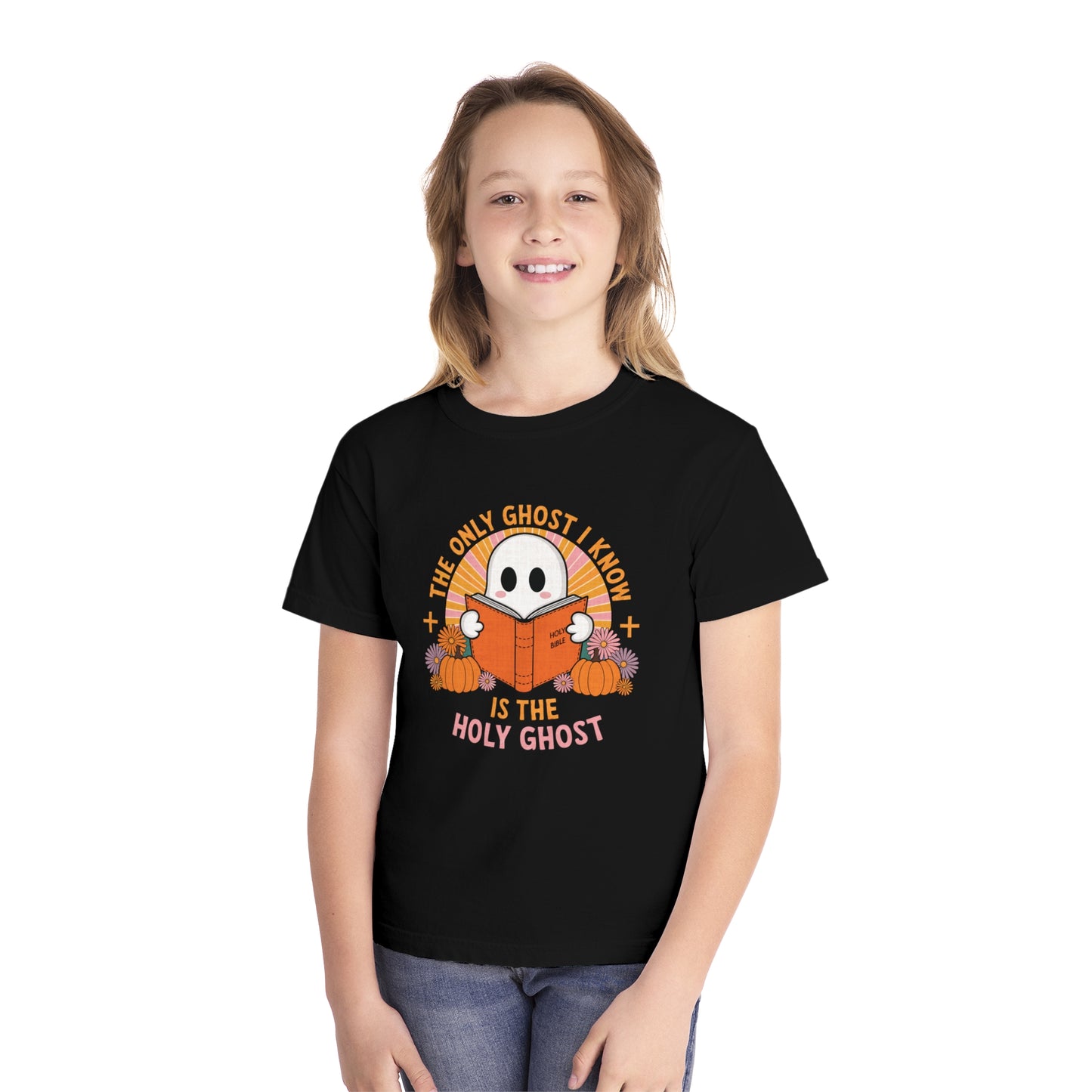 The Only Ghost I Know Is The Holy Ghost Comfort Colors Youth Christian Tee