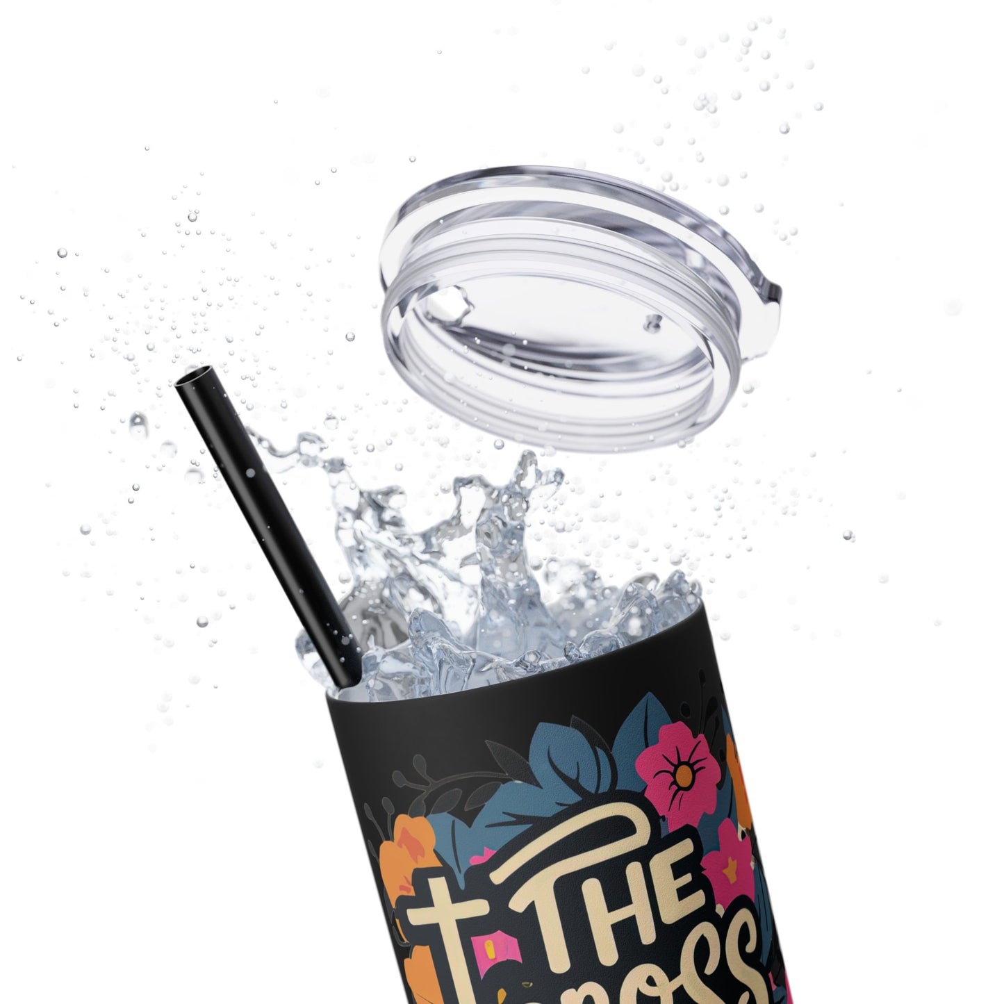 The Cross Has Spoken I Am Forgiven Skinny Tumbler with Straw - 20oz