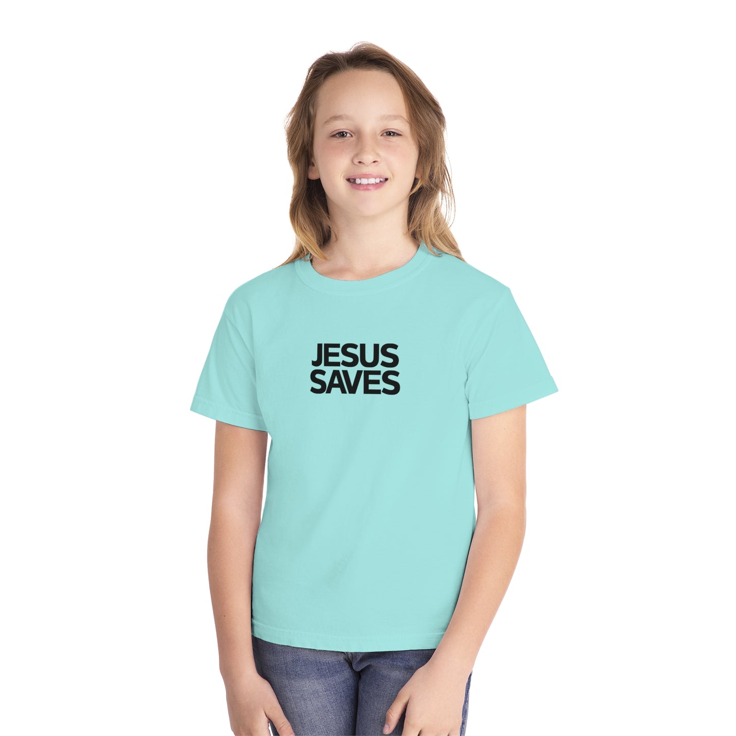 Jesus Saves Comfort Colors Youth Christian Tee