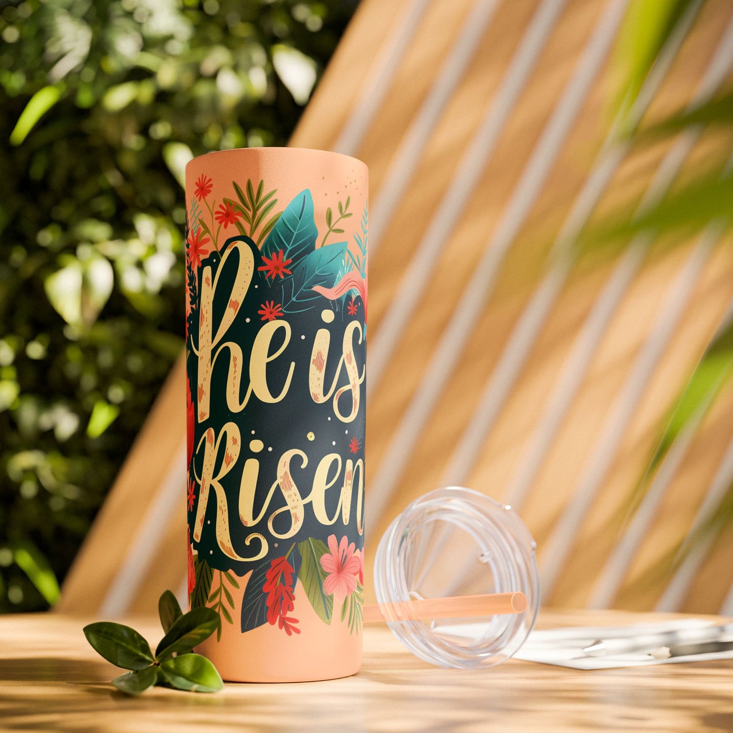 He is Risen Skinny Tumbler with Straw - 20oz