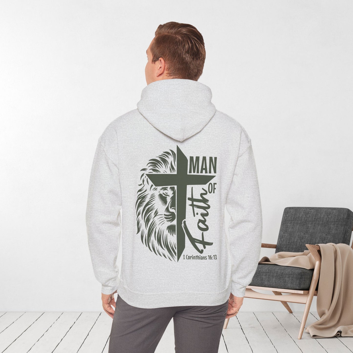 Man of Faith Christian Bible Verse Hoodie - Men's Hoodie