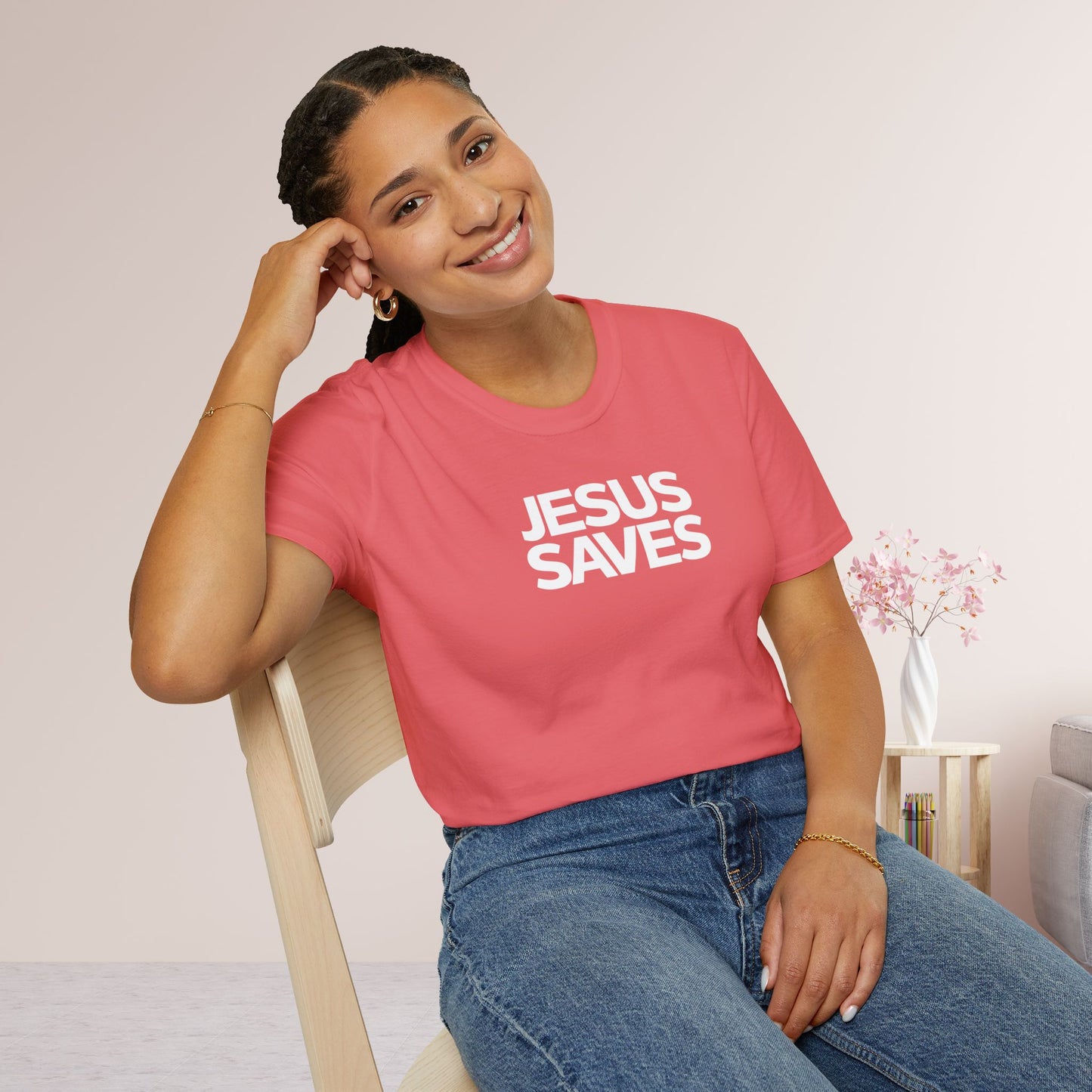 Unisex Jesus Saves Softstyle T-shirt - Acts 4:12 Bible Verse Christian T-shirt