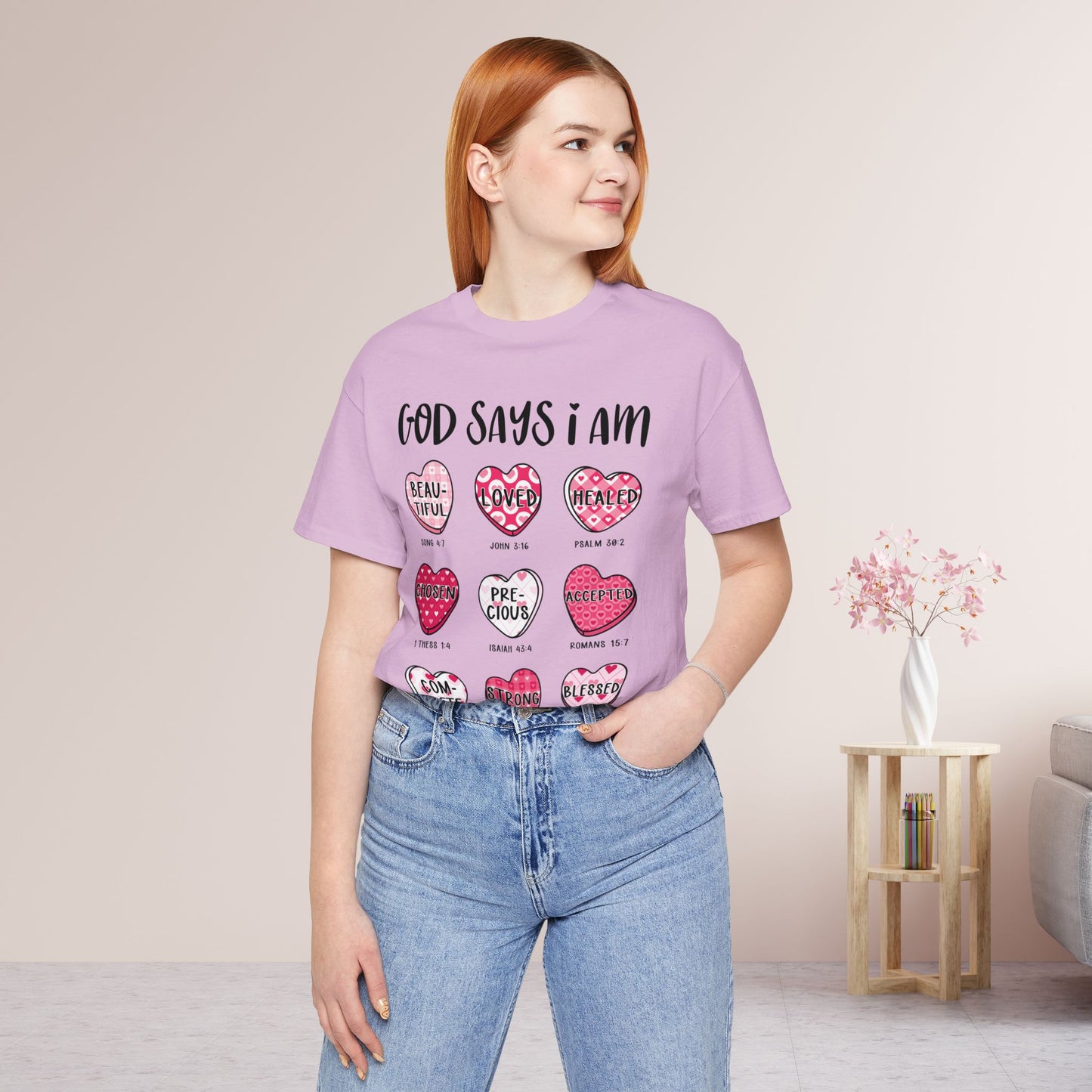 God Says I Am... Soft Cotton Tee - Christian Valentine's Day Tee