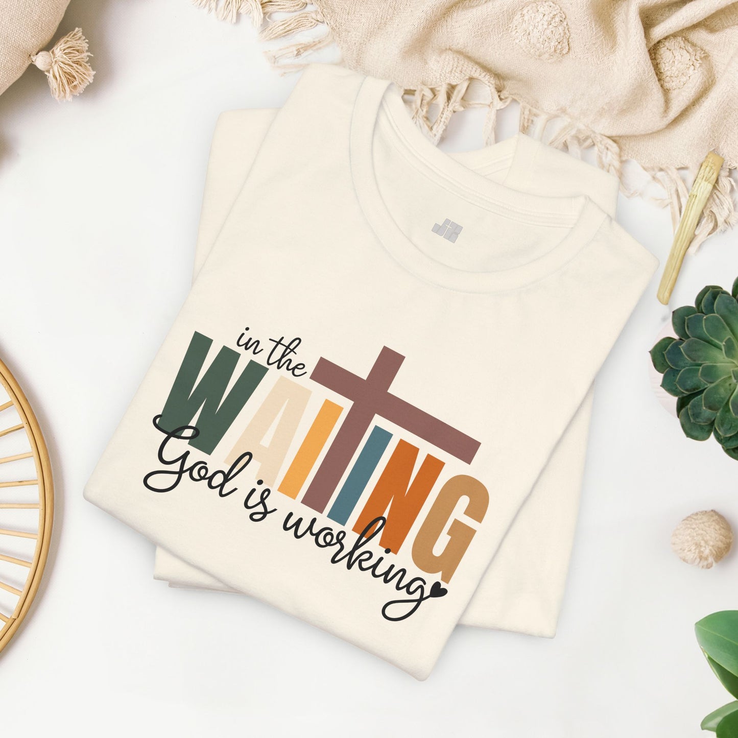 In the Waiting God is Working Christian Soft Cotton Tee