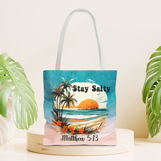 Stay Salty Matthew 5:13 Tote Bag - Christian Tote Bag - 16"