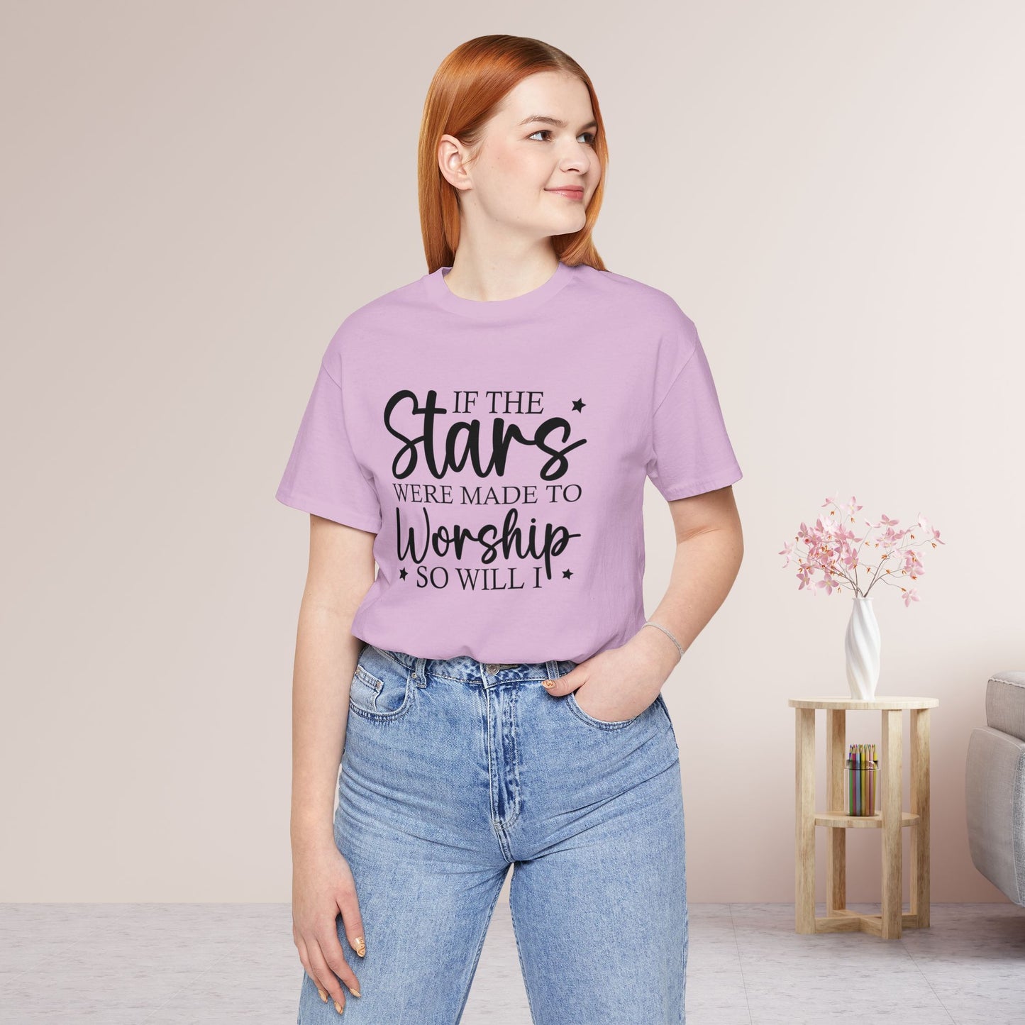 If The Stars Were Made To Worship So Will I Soft Cotton Tee - Christian Tee