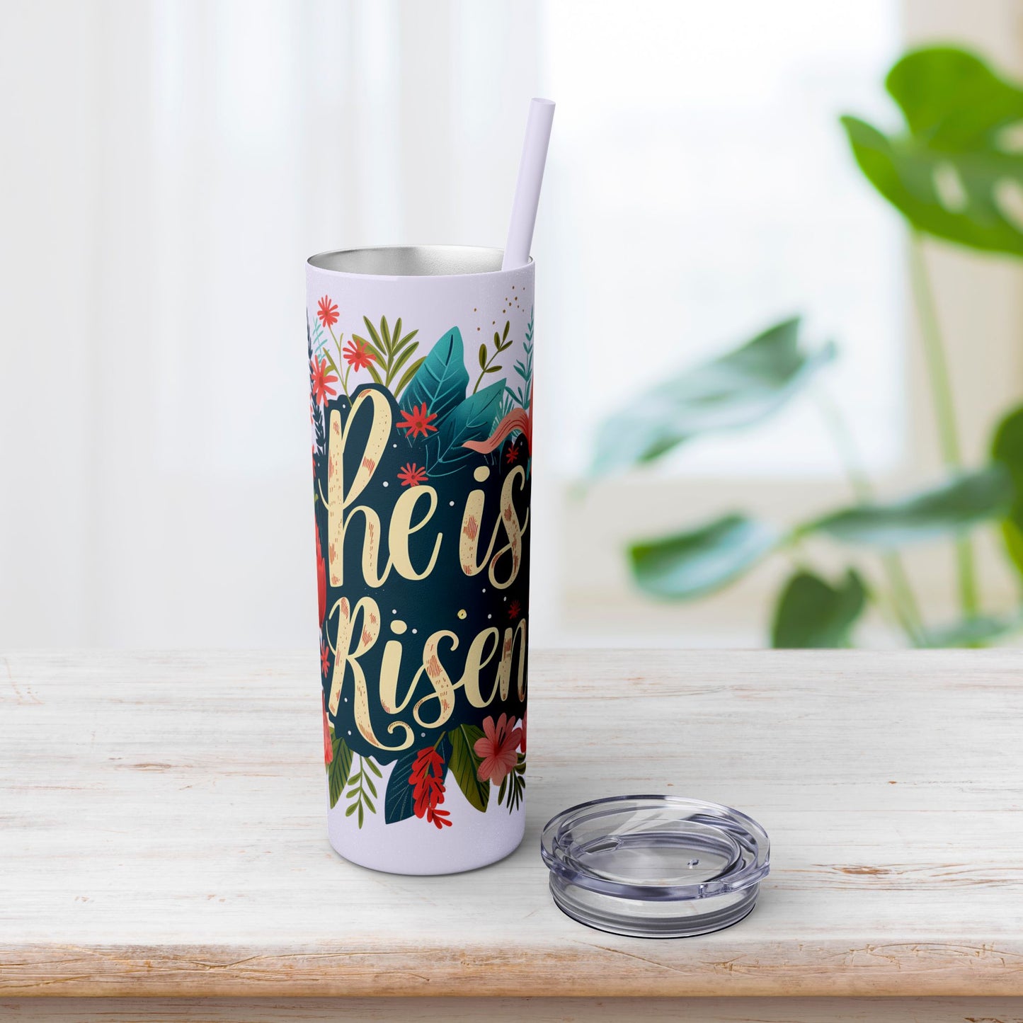 He is Risen Skinny Tumbler with Straw - 20oz