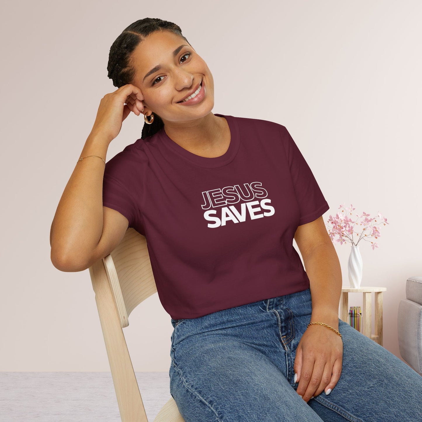 Unisex Jesus Saves Softstyle T-shirt - Acts 4:12 Bible Verse Christian T-shirt