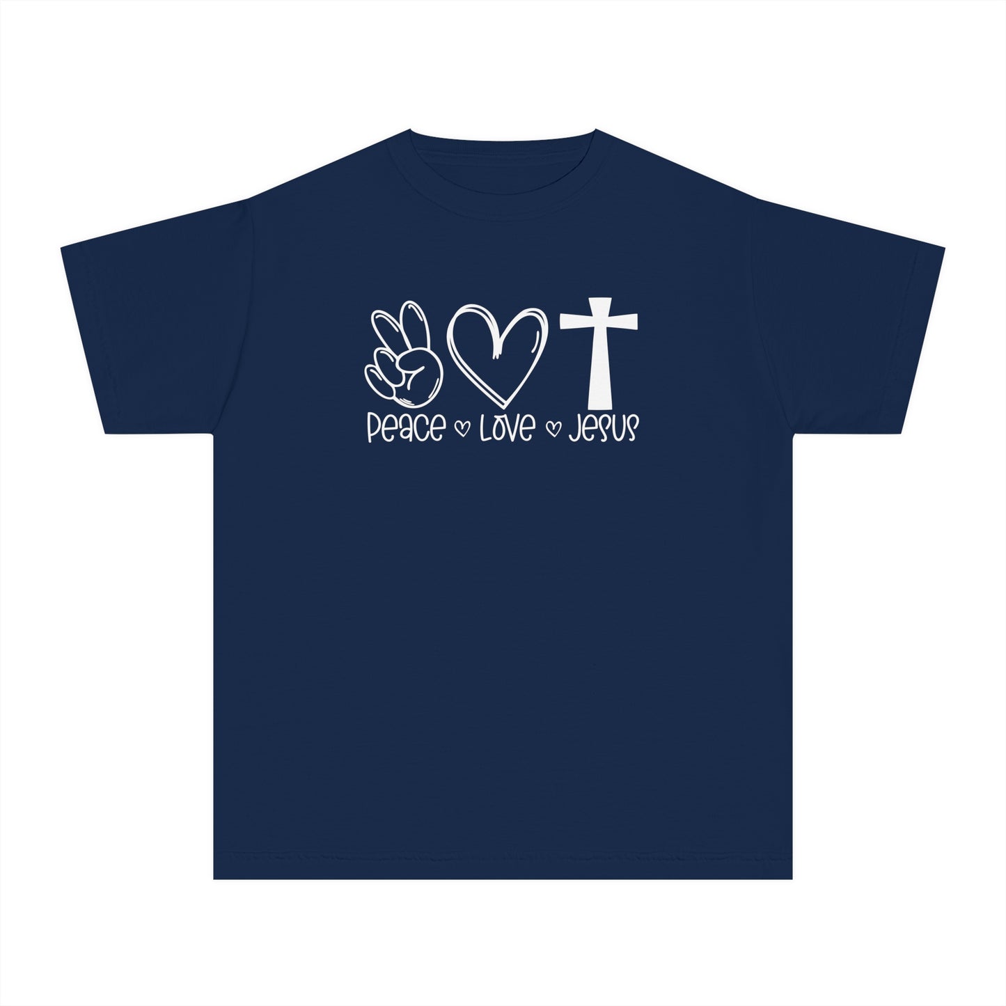 Peace Love Jesus Comfort Colors Youth Christian Shirt