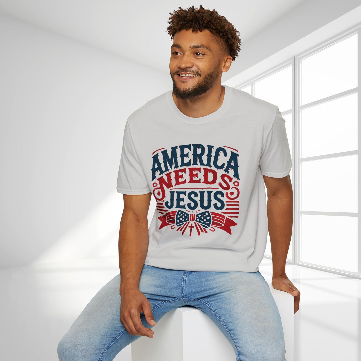 America Needs Jesus Softstyle T-shirt