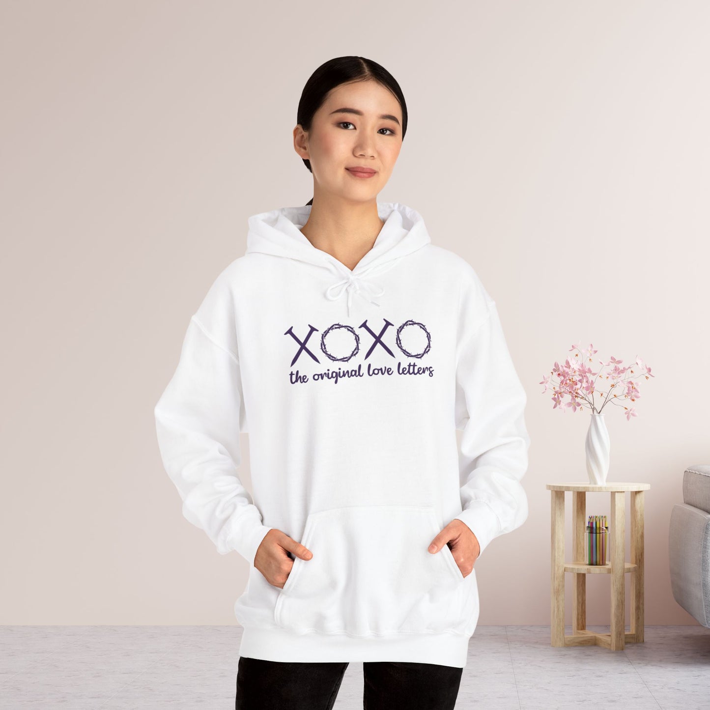 XOXO The Original Love Letters Bible Verse Romans 5:8 Hoodie