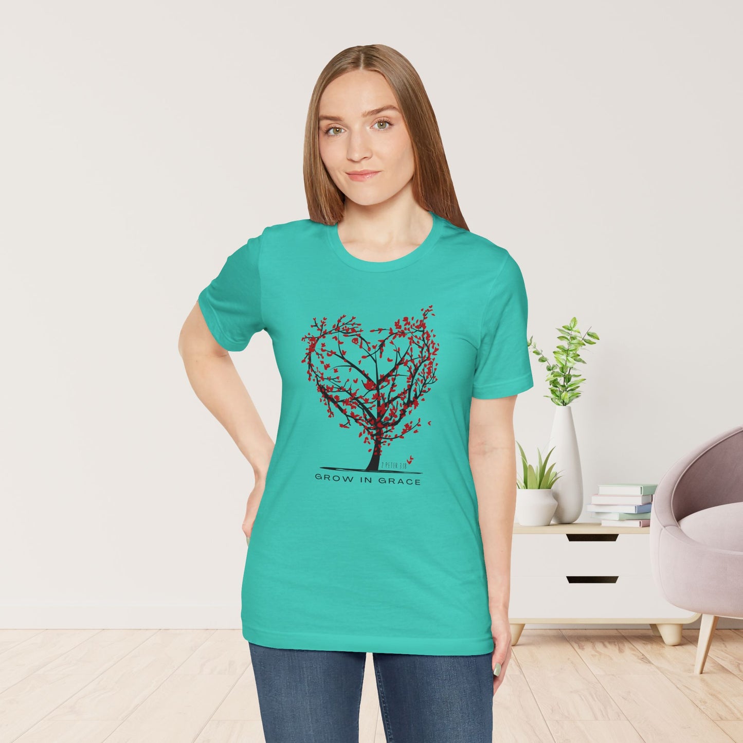 Grow in Grace Bible Verse Soft Cotton Tee