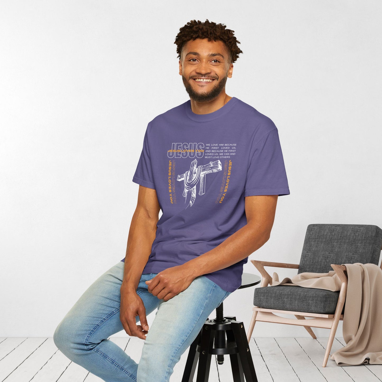 Comfort Colors Trendy Men's Jesus Loves You Shirt