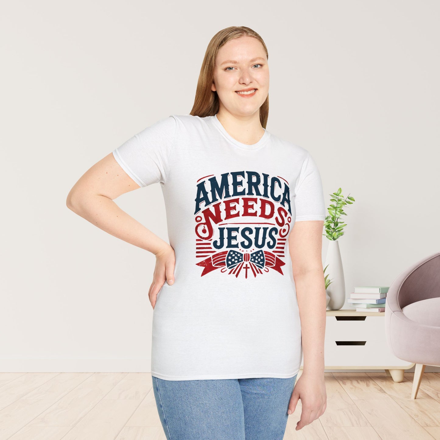 America Needs Jesus Softstyle T-shirt