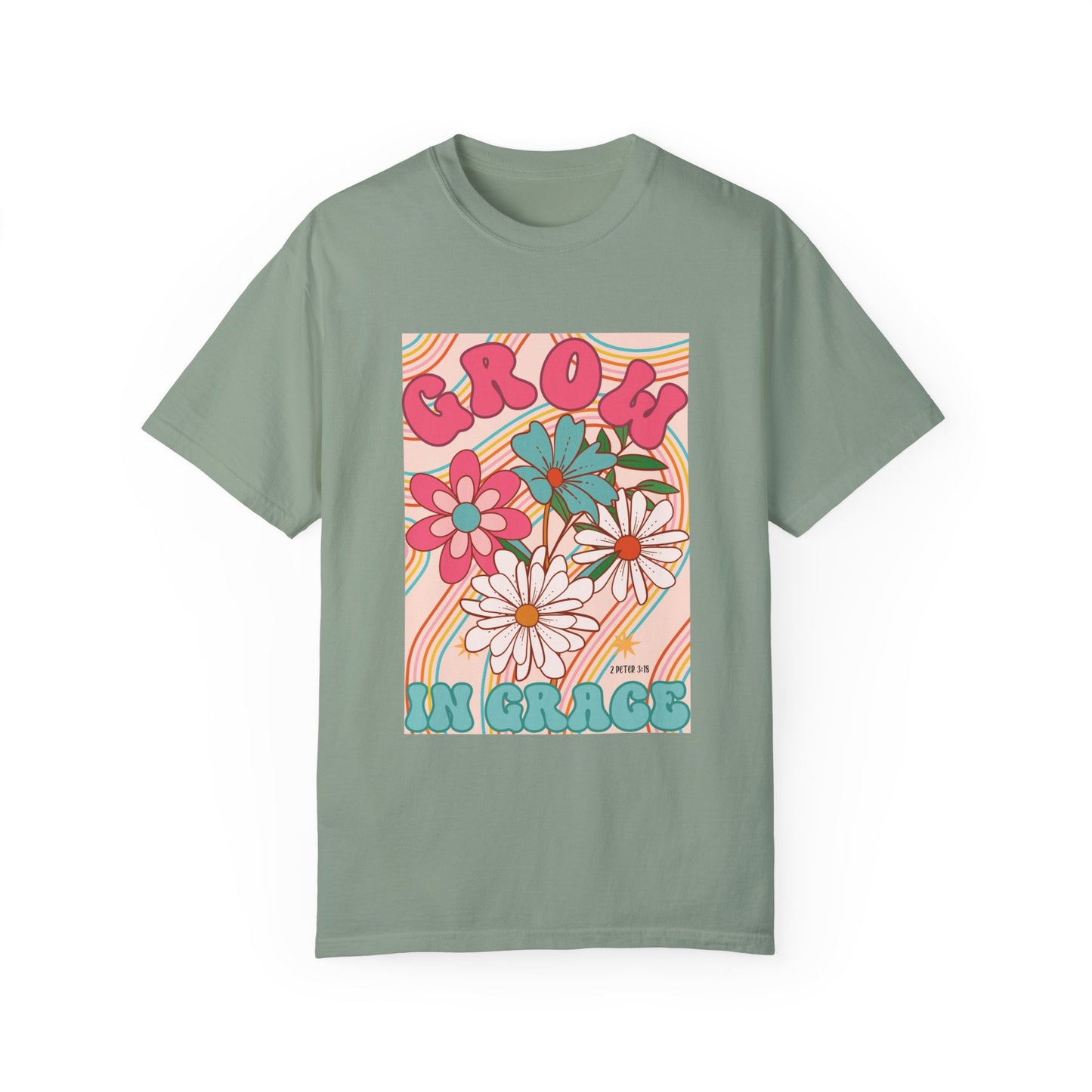 Comfort Colors Groovy Grow in Grace Shirt - Bible Verse Shirt 2 Peter 3:18