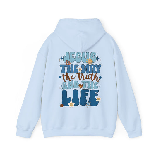 Blue Jesus is the Way John 14:6 Bible Verse Christian Hoodie