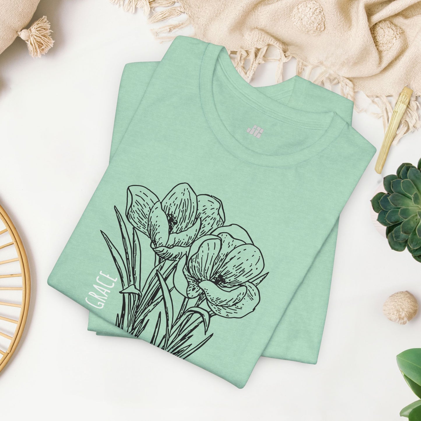 Spring Grow in Grace Soft Cotton Tee - Bible Verse T-shirt