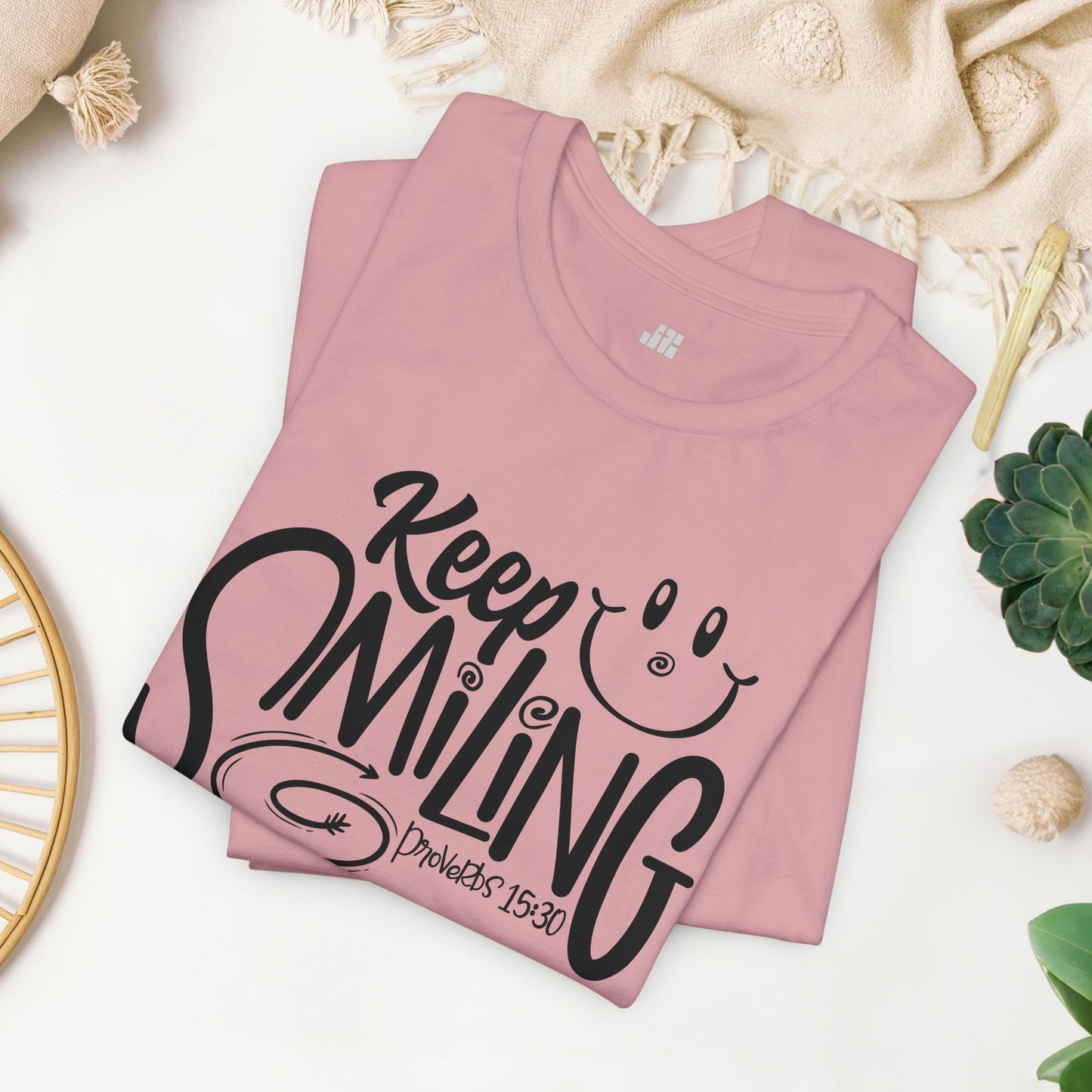 Keep Smiling Soft Cotton Tee - Bible Verse Christian Tee