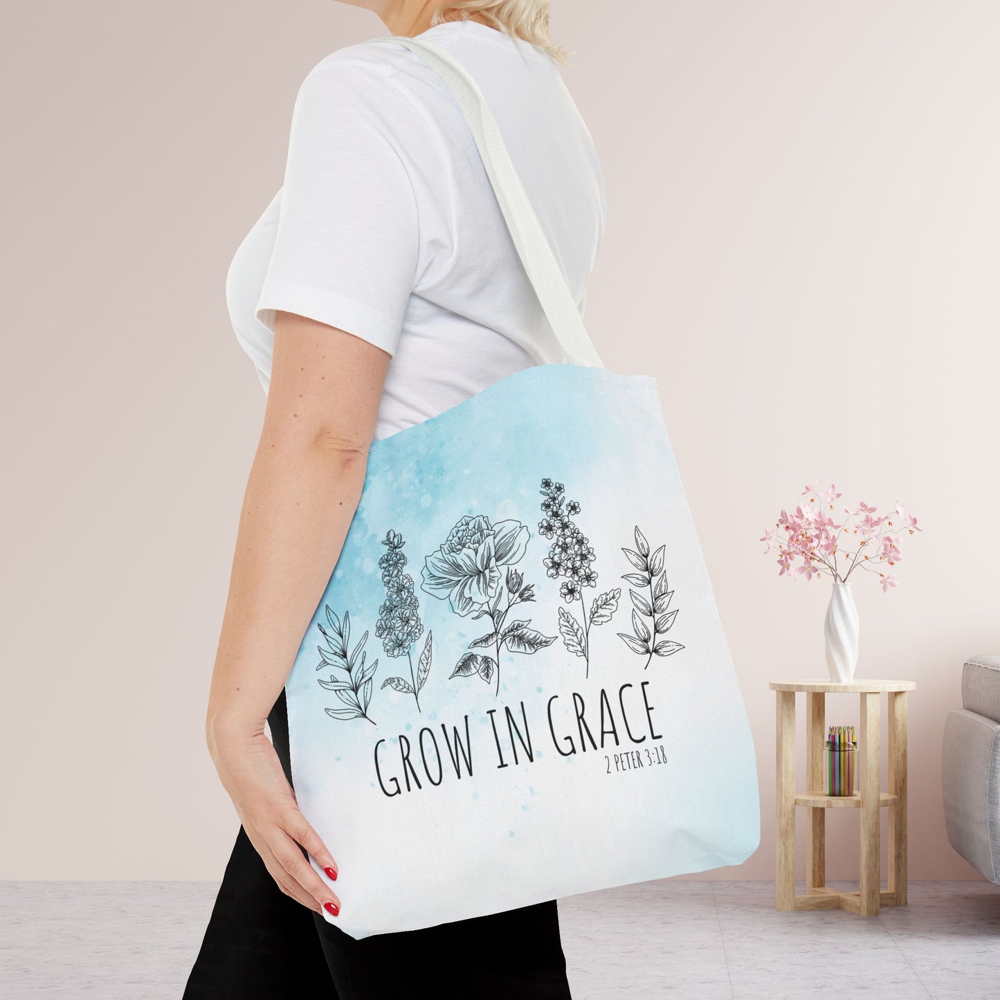 Grow in Grace Tote Bag - Christian Tote Bag