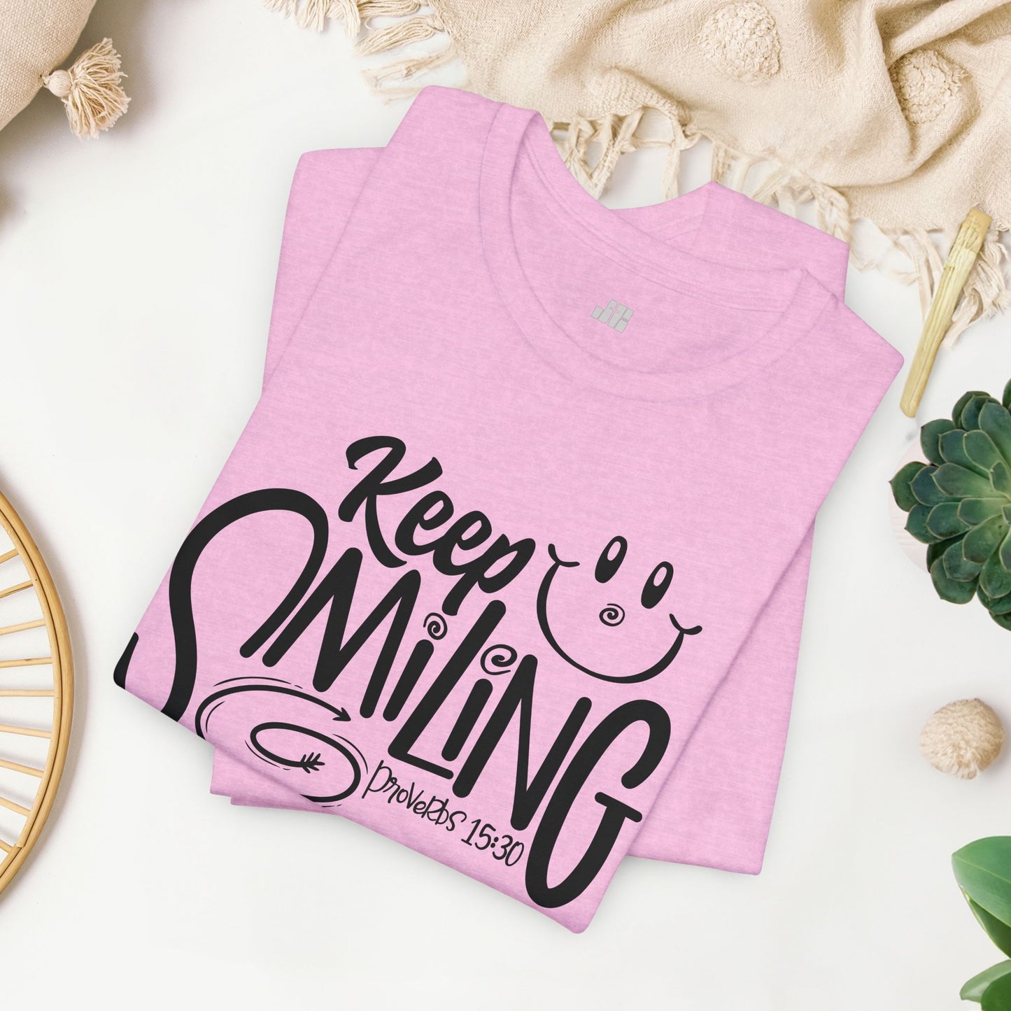 Keep Smiling Soft Cotton Tee - Bible Verse Christian Tee