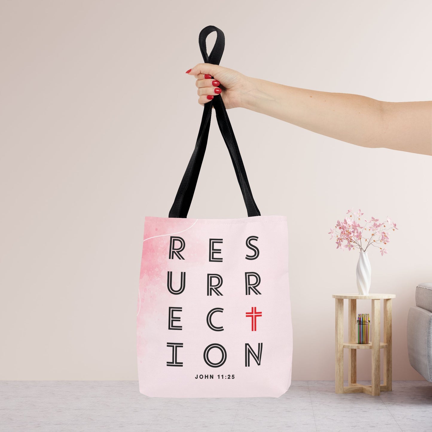 Resurrection John 11:25 Tote Bag - Christian Tote Bag