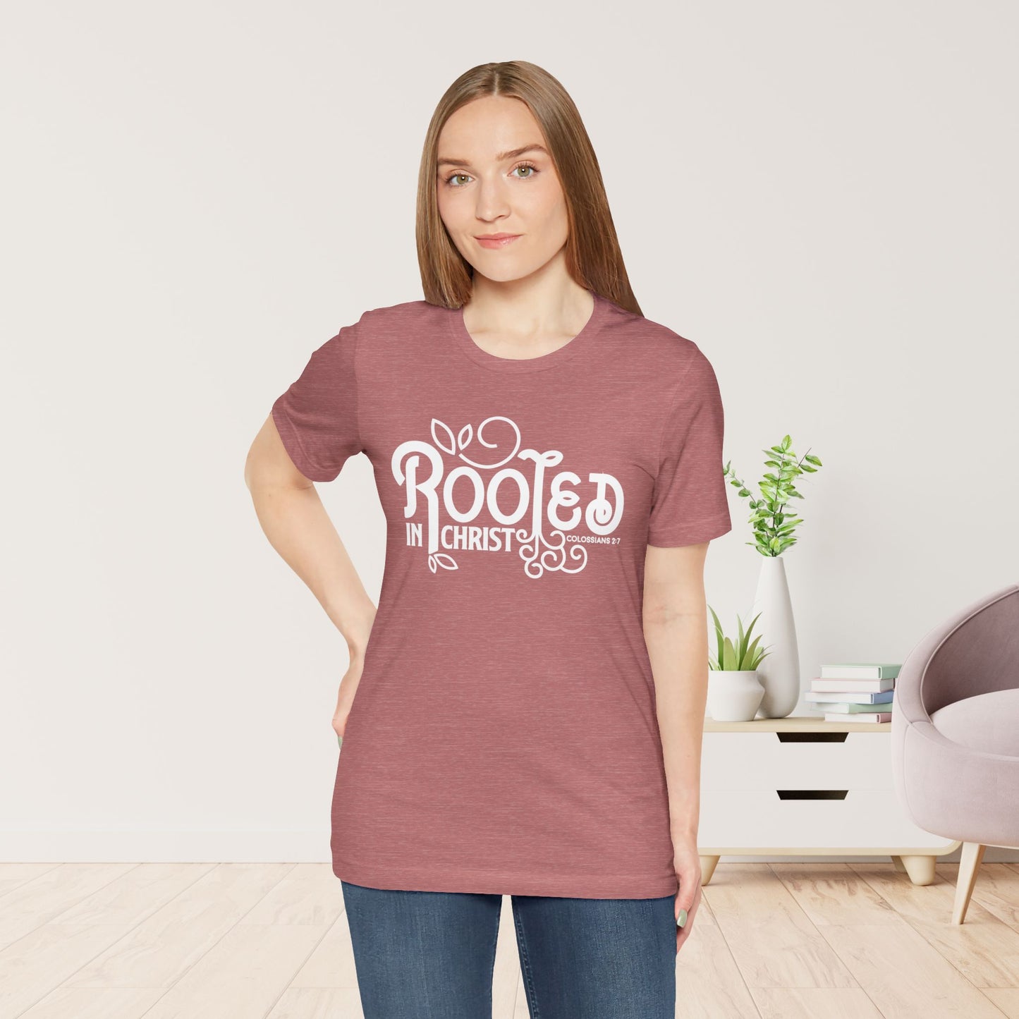 Rooted in Christ Shirt - Bible Verse Christian Soft Cotton Tee