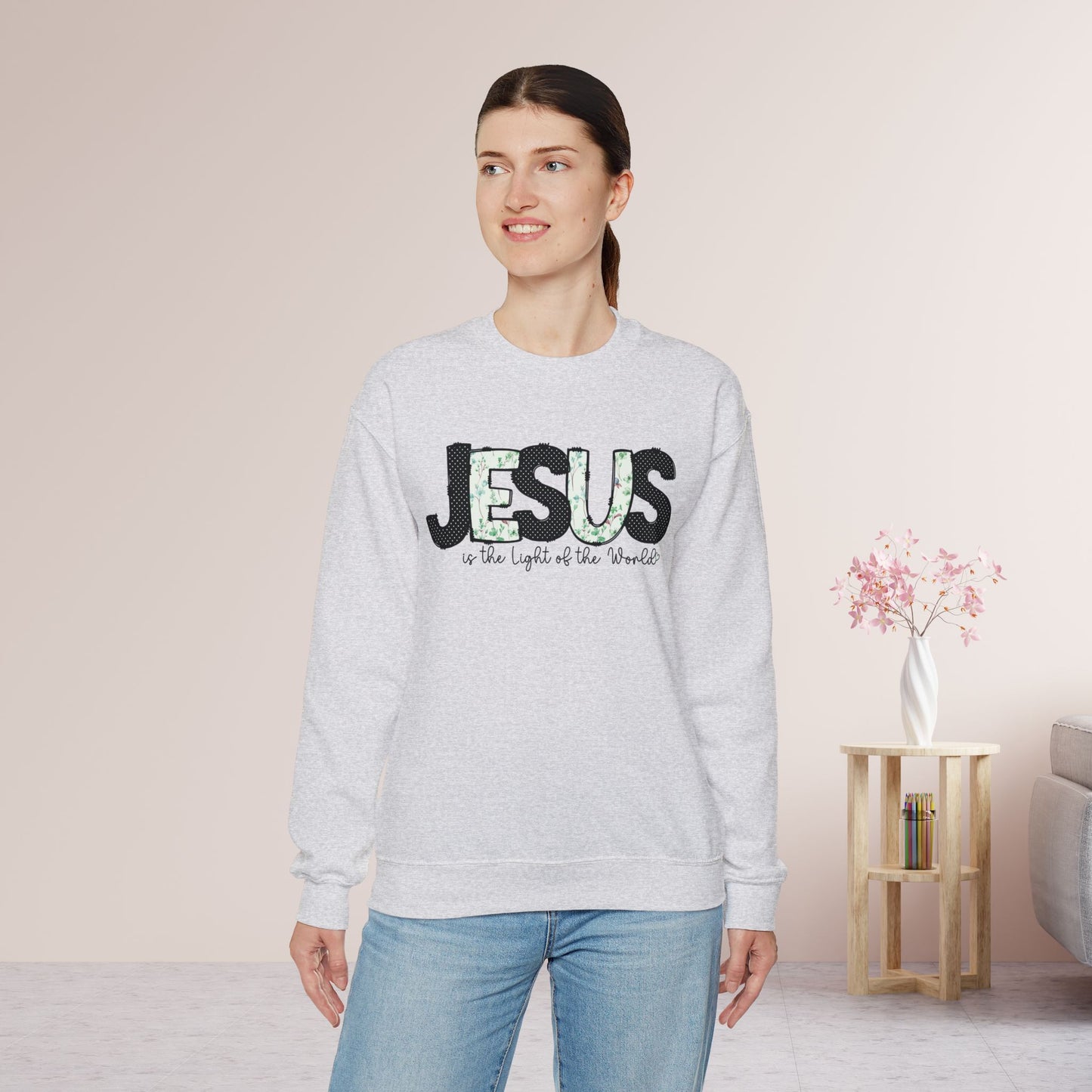 Jesus is the Light of The World Sweatshirt - Christian Crewneck Pullover