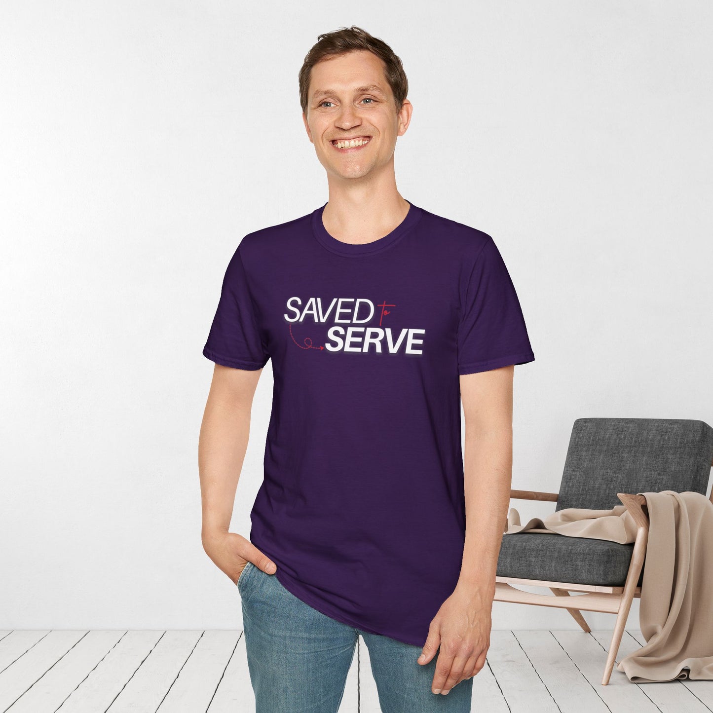 Unisex Saved to Serve Softstyle T-shirt - Trendy  Christian Tee