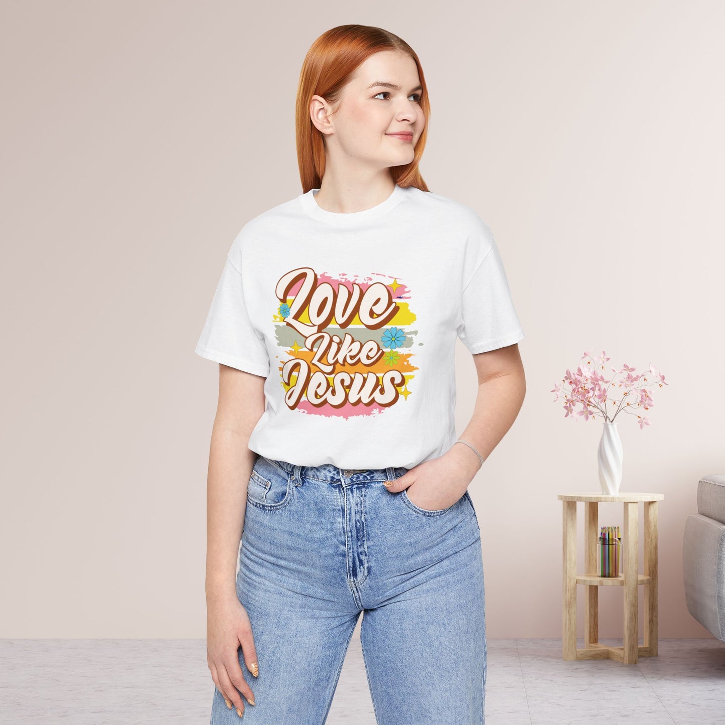 Groovy Love Like Jesus Soft Cotton Tee - Christian Shirt