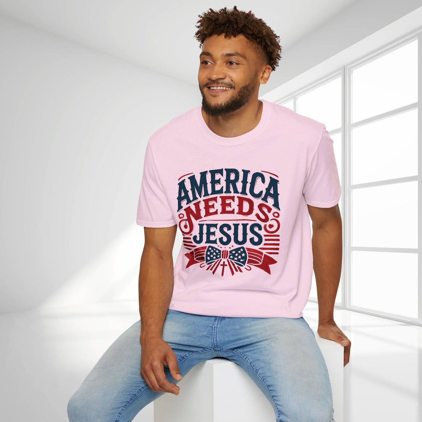 America Needs Jesus Softstyle T-shirt