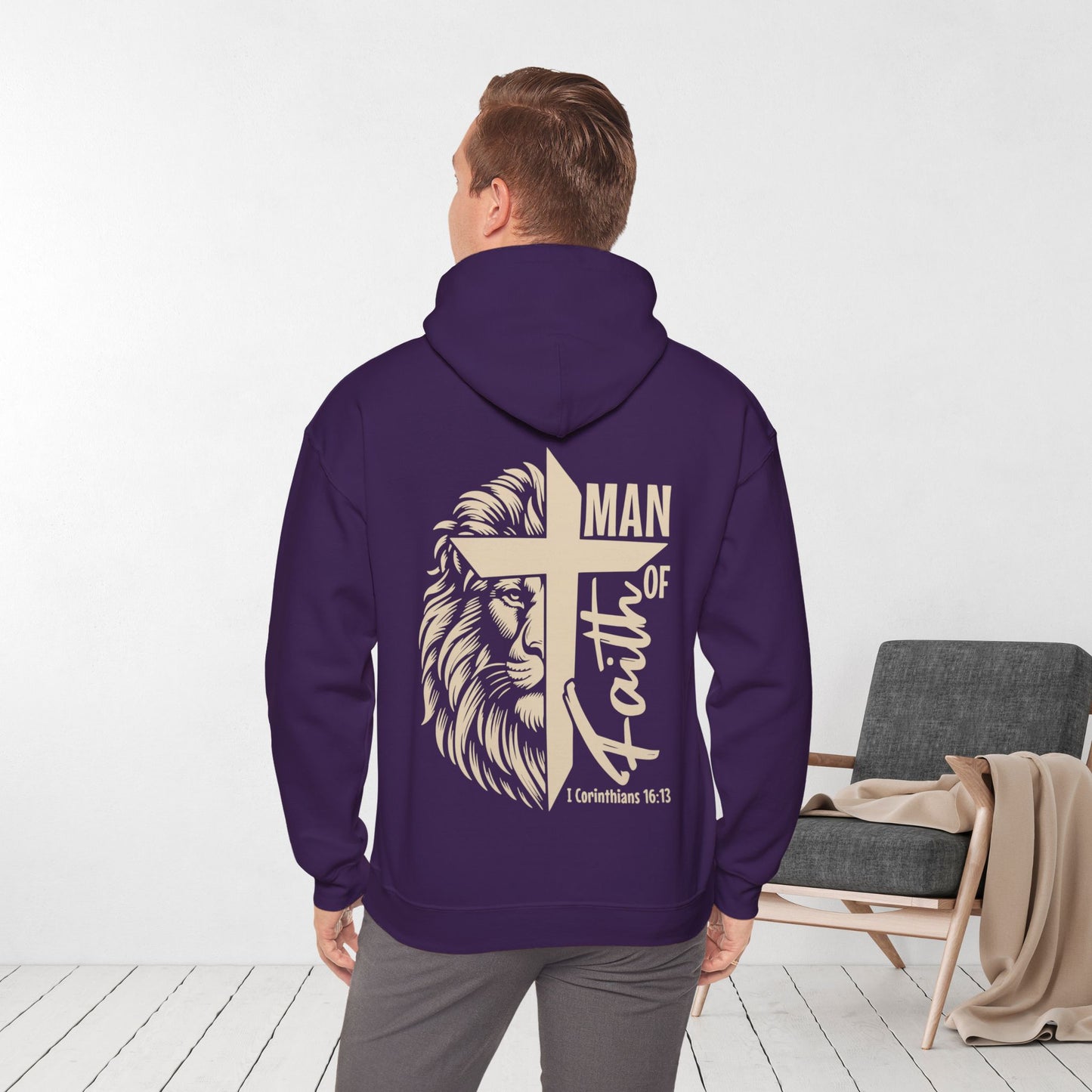 Man of Faith Christian Bible Verse Hoodie - Men's Hoodie