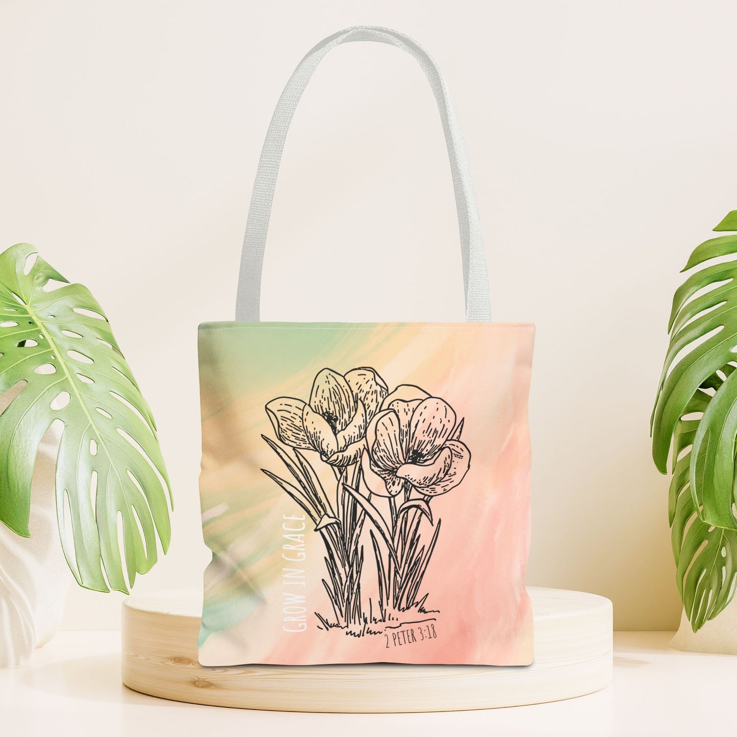 Grow in Grace Tote Bag - Christian Tote Bag