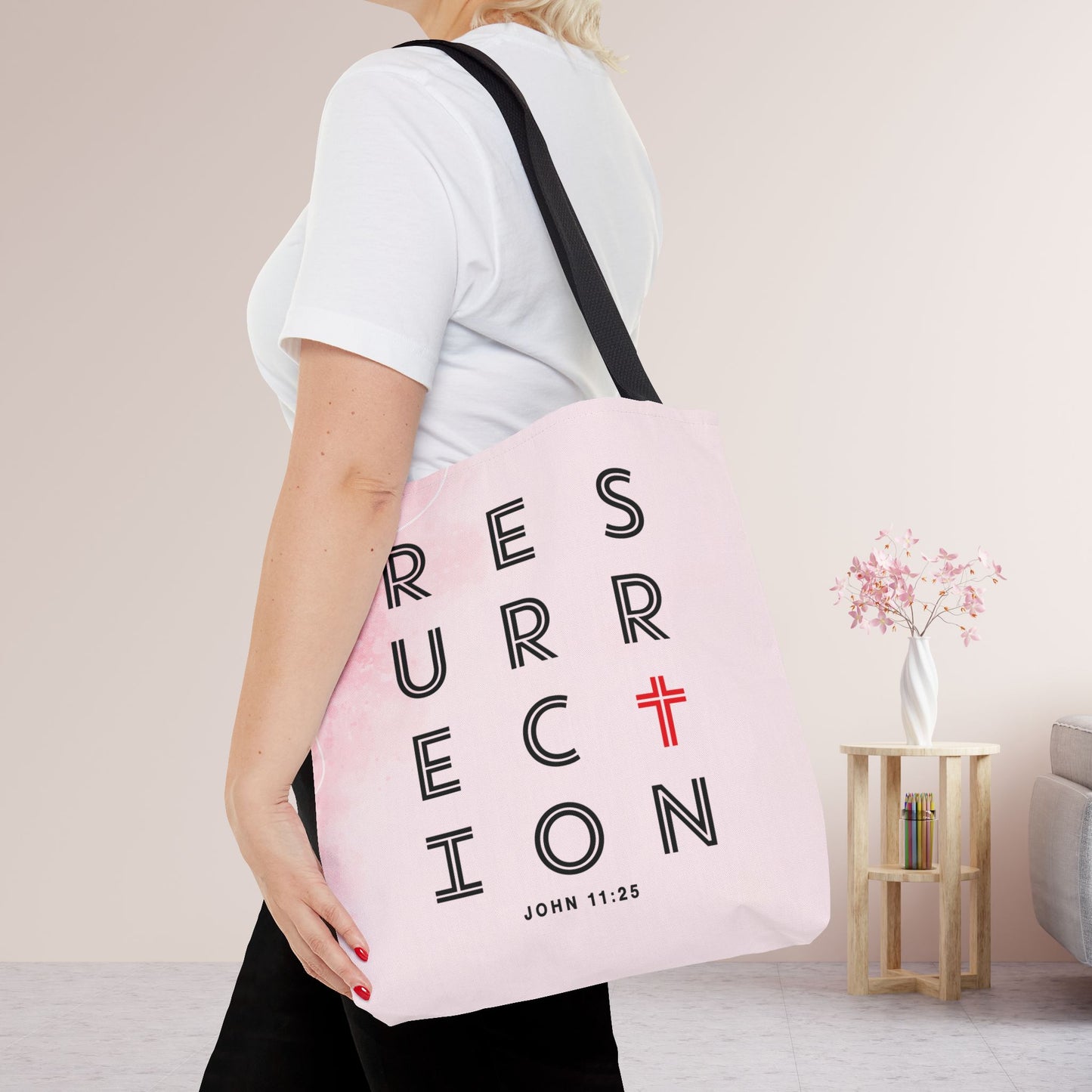 Resurrection John 11:25 Tote Bag - Christian Tote Bag